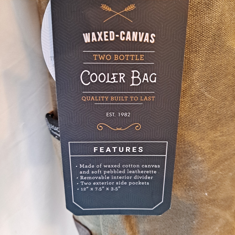Legacy Brown Waxed Canvas and Leather Double Wine Cooler Tote Bag - Picture 4 of 8